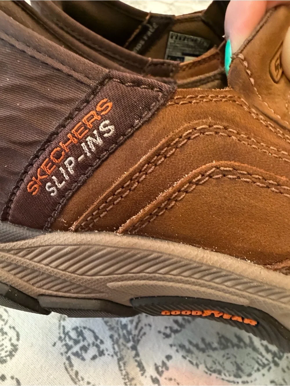 Skechers Men's Slip-On Loafers in Chestnut Brown Nubuck Leathr